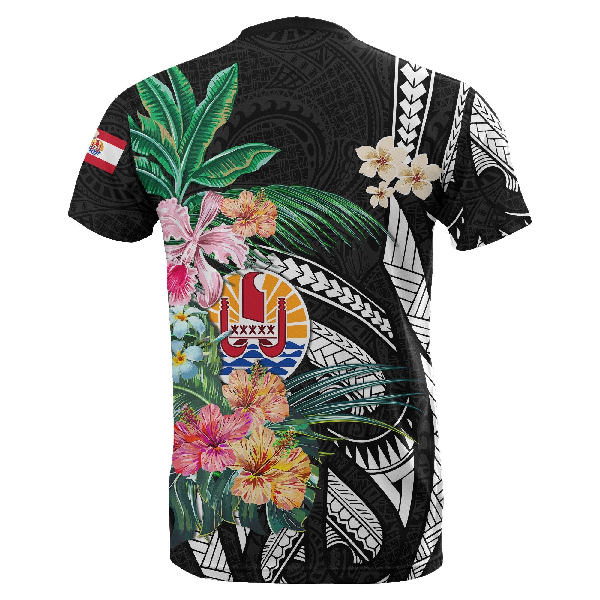 Tahiti T shirt Tahitian Polynesian Coat Of Arms Hibiscus - Vibe Hoodie Shop