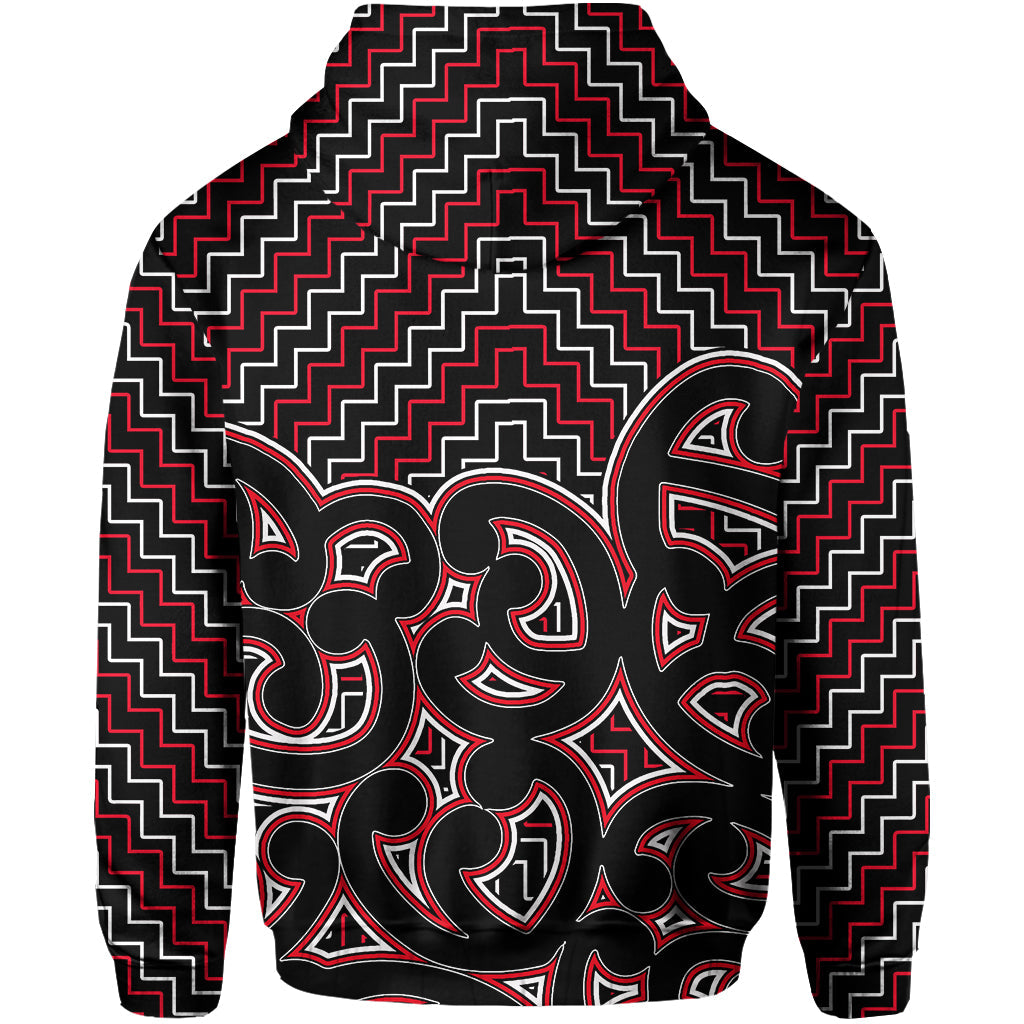 New Zealand Hoodie Maori Graphic Tee patterns Red LT6 - Vibe Hoodie Shop