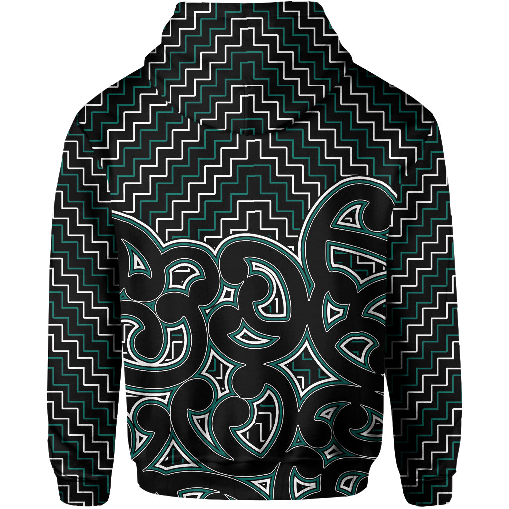 New Zealand Hoodie Maori Graphic Tee patterns Green LT6 - Vibe Hoodie Shop