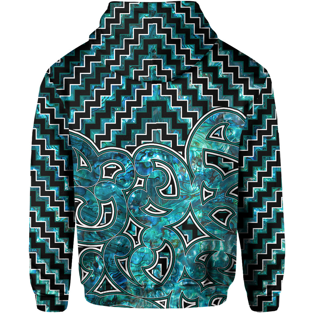 New Zealand Zip Hoodie Maori Graphic Tee patterns Paua Shell LT6 - Vibe Hoodie Shop