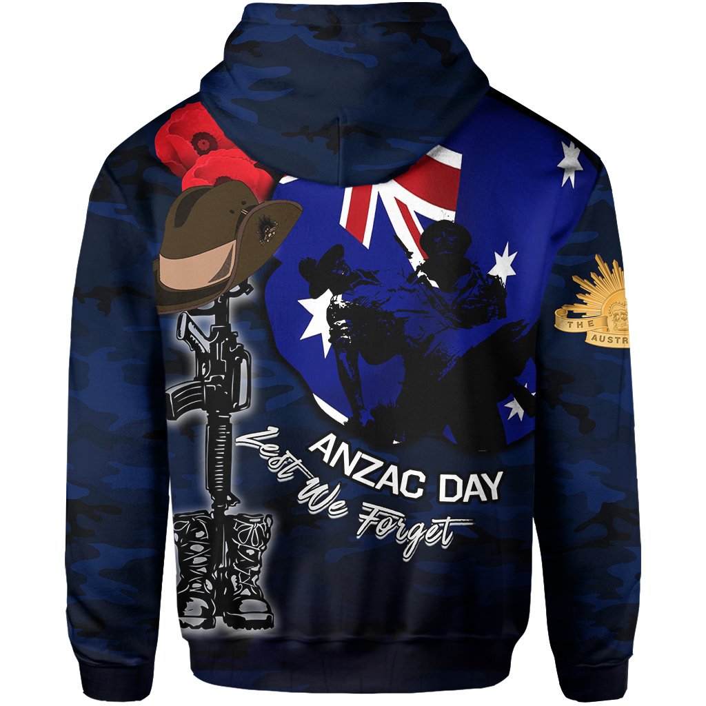 Australia ANZAC Day Zip Hoodie Army No.1 - Vibe Hoodie Shop