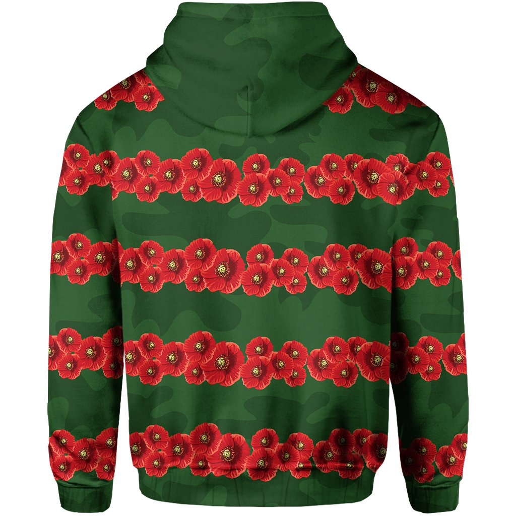 Rabbitohs Zip Hoodie Poppy Flowers - Vibe Hoodie Shop