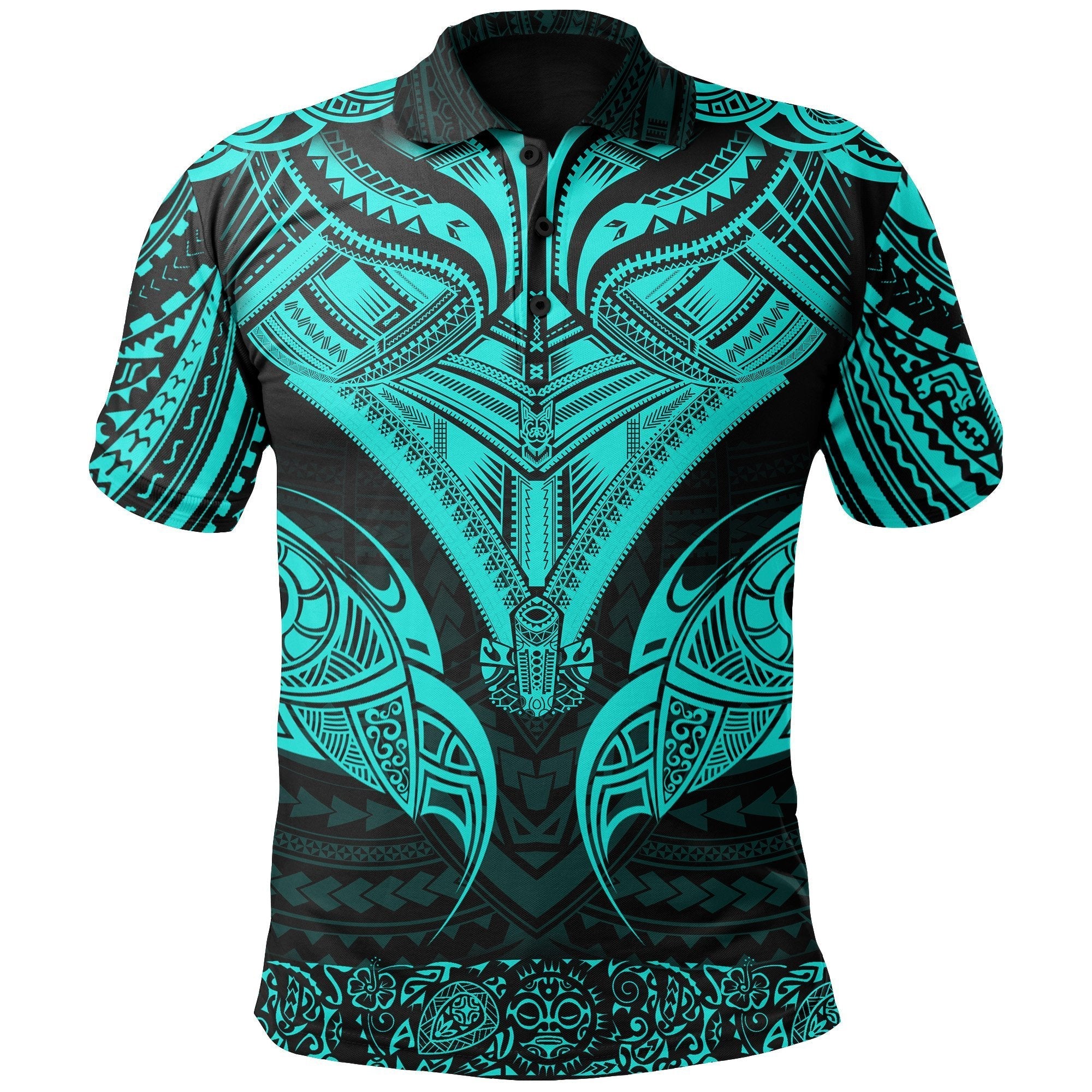 New Zealand Polo Shirt The Mana Maori Turquoise - Vibe Hoodie Shop