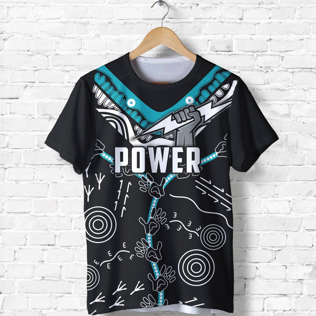 Port Adelaide T shirt Power Indigenous Black - Vibe Hoodie Shop