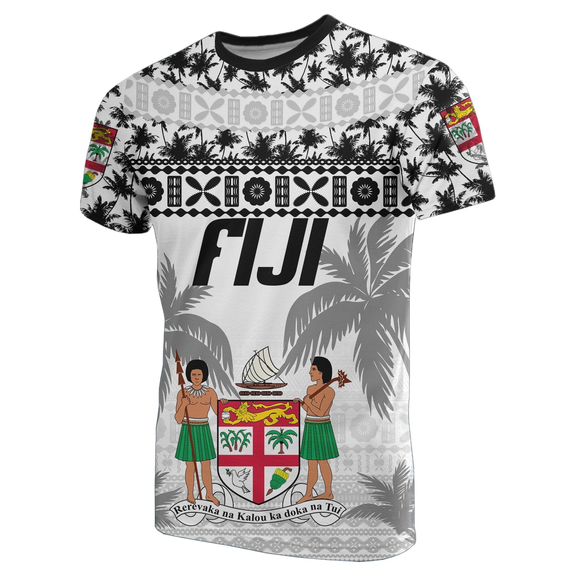 Fiji T shirt, Fijian Tapa Coconut Tree All Over Print - Vibe Hoodie Shop