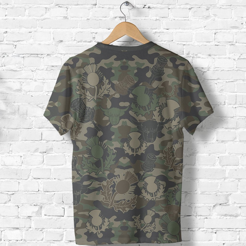 Scotland T shirt - Thistle Cow Camouflage Style - Vibe Hoodie Shop