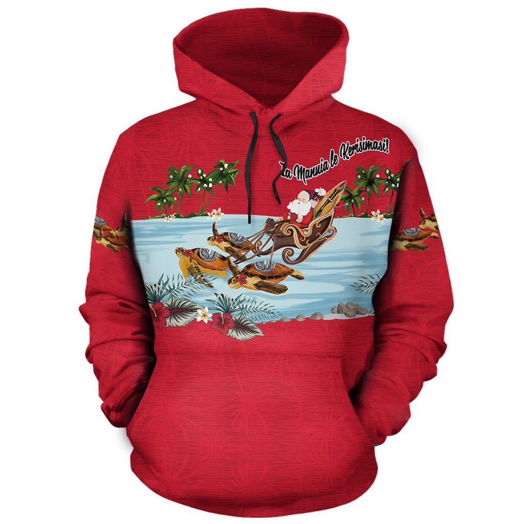 American Samoa Hoodie Pullover Turtle Christmas Red - Vibe Hoodie Shop