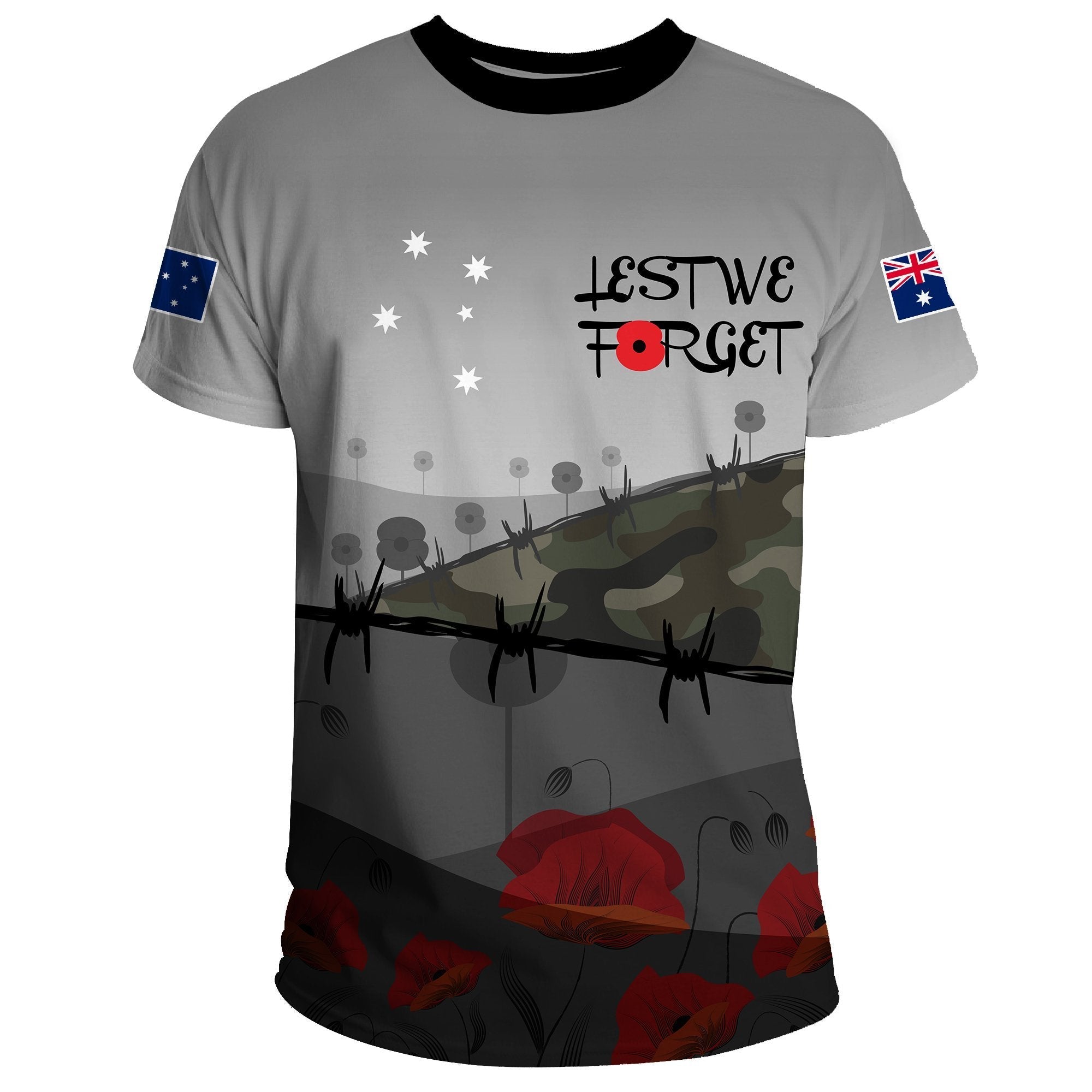 T shirt - Remembrance Day and The Ode - Camouflage Poppy - Vibe Hoodie Shop