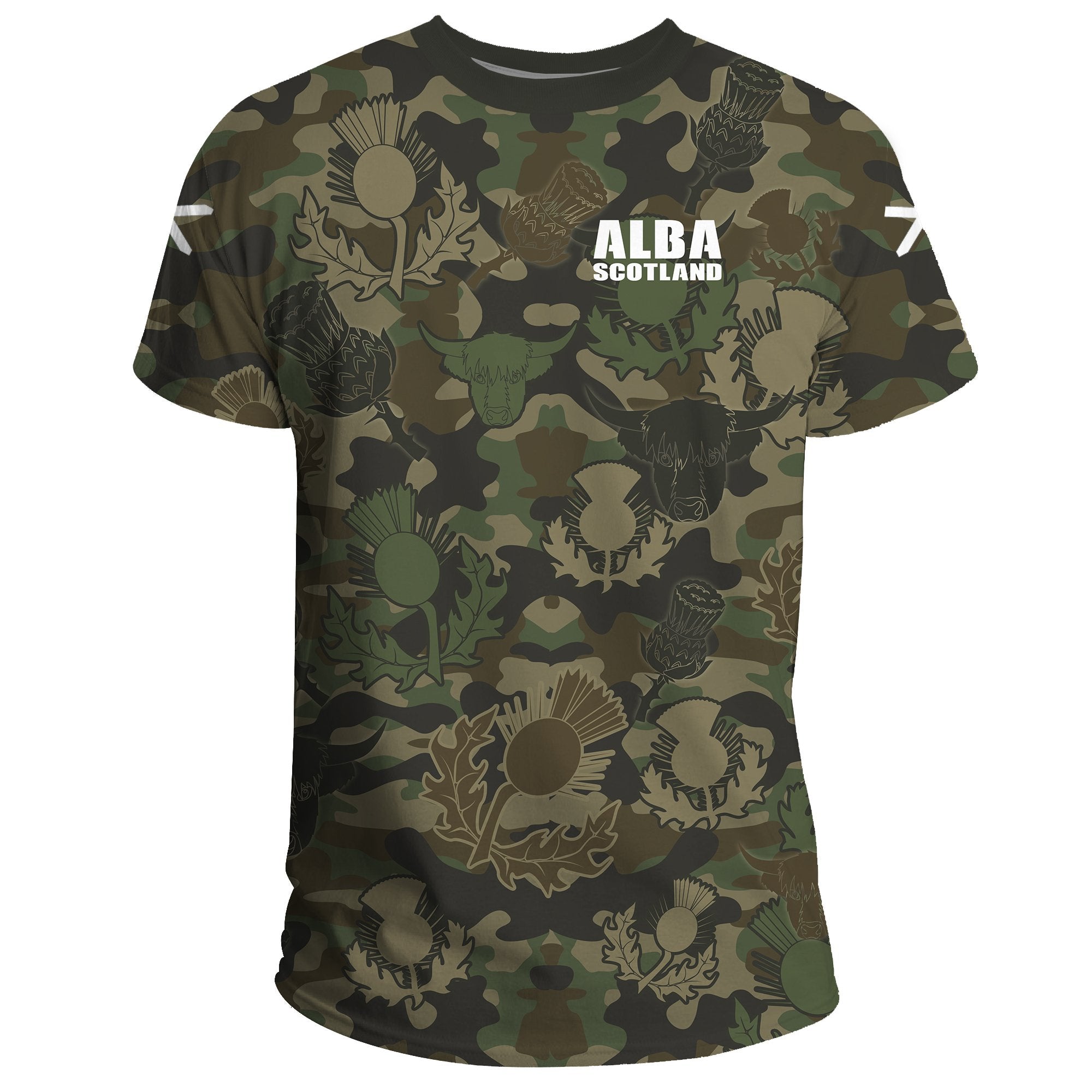 Scotland T shirt - Thistle Cow Camouflage Style - Vibe Hoodie Shop