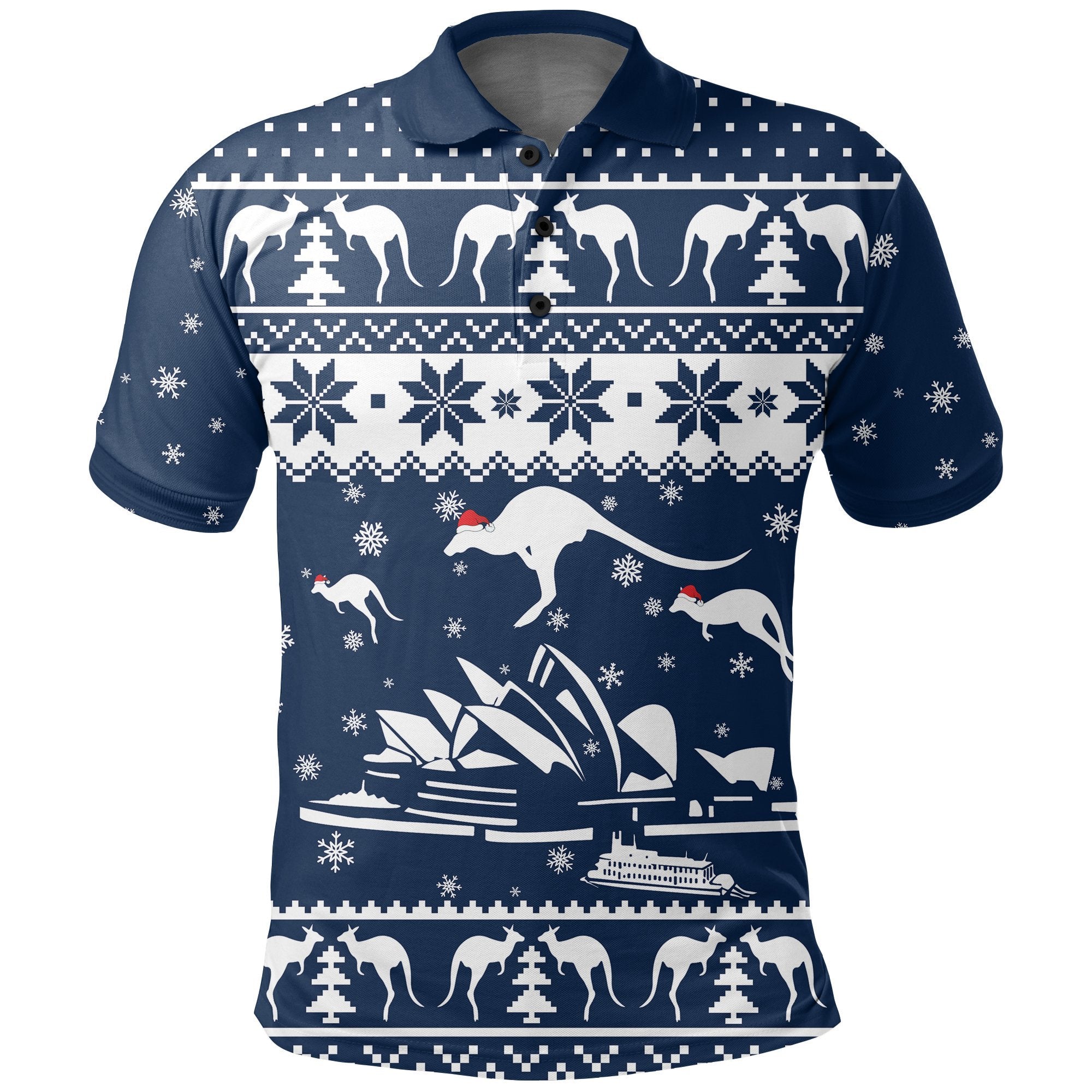 Christmas Polo Shirt - Sydney Opera Shirt Kangaroo Symbol Christmas - Unisex - Vibe Hoodie Shop