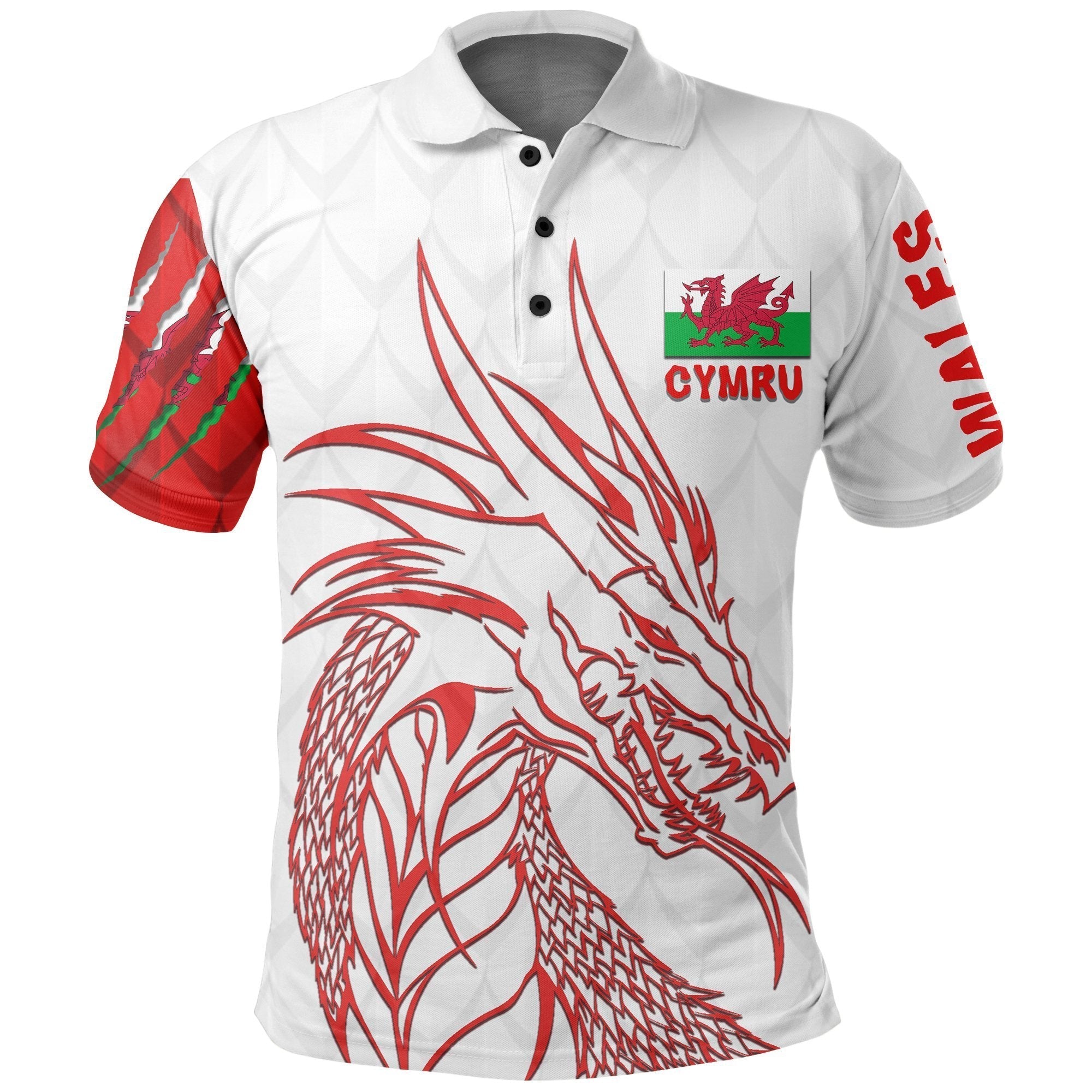 Wales Polo Shirt Cymru Head Dragon - Vibe Hoodie Shop