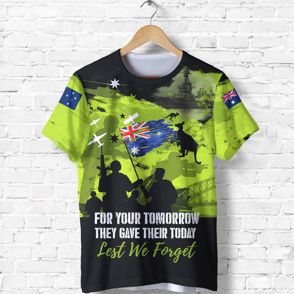 T shirt ANZAC T shirt Australia Flag Lest We Forget - Unisex - Vibe Hoodie Shop