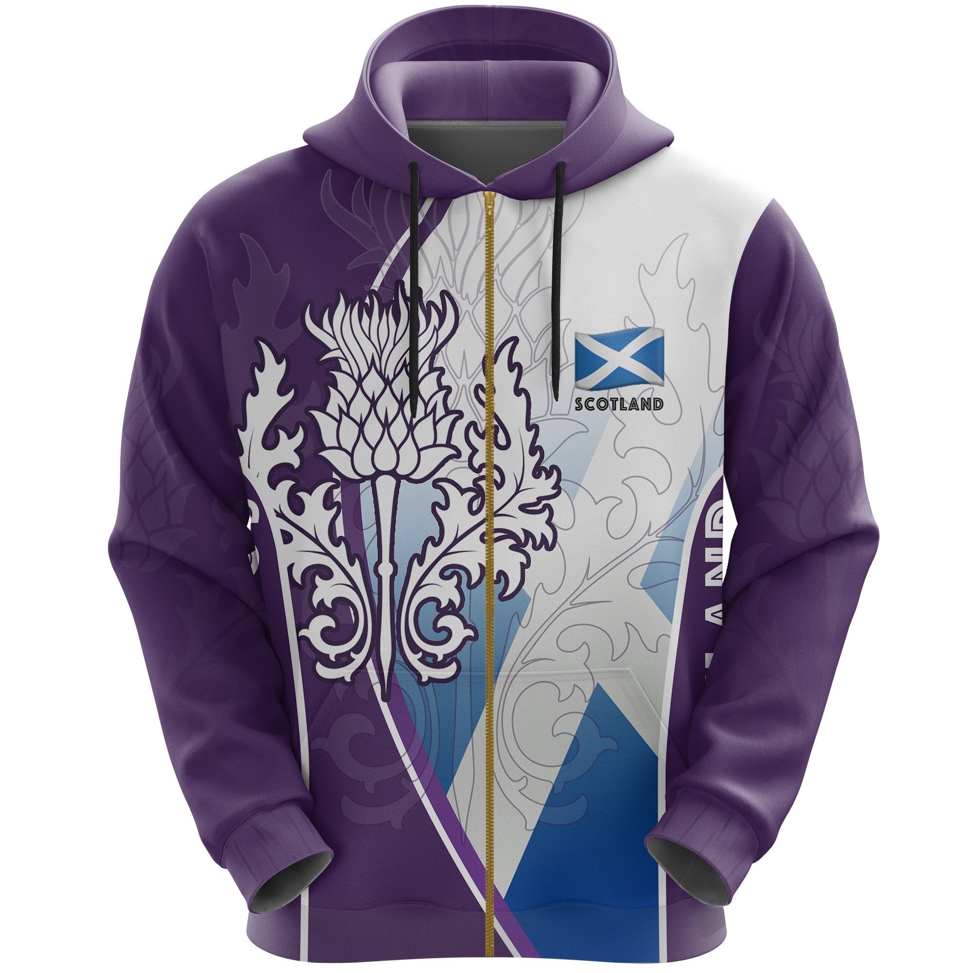 Scotland Hoodie Thistle Mix Flag (Zip) - Vibe Hoodie Shop