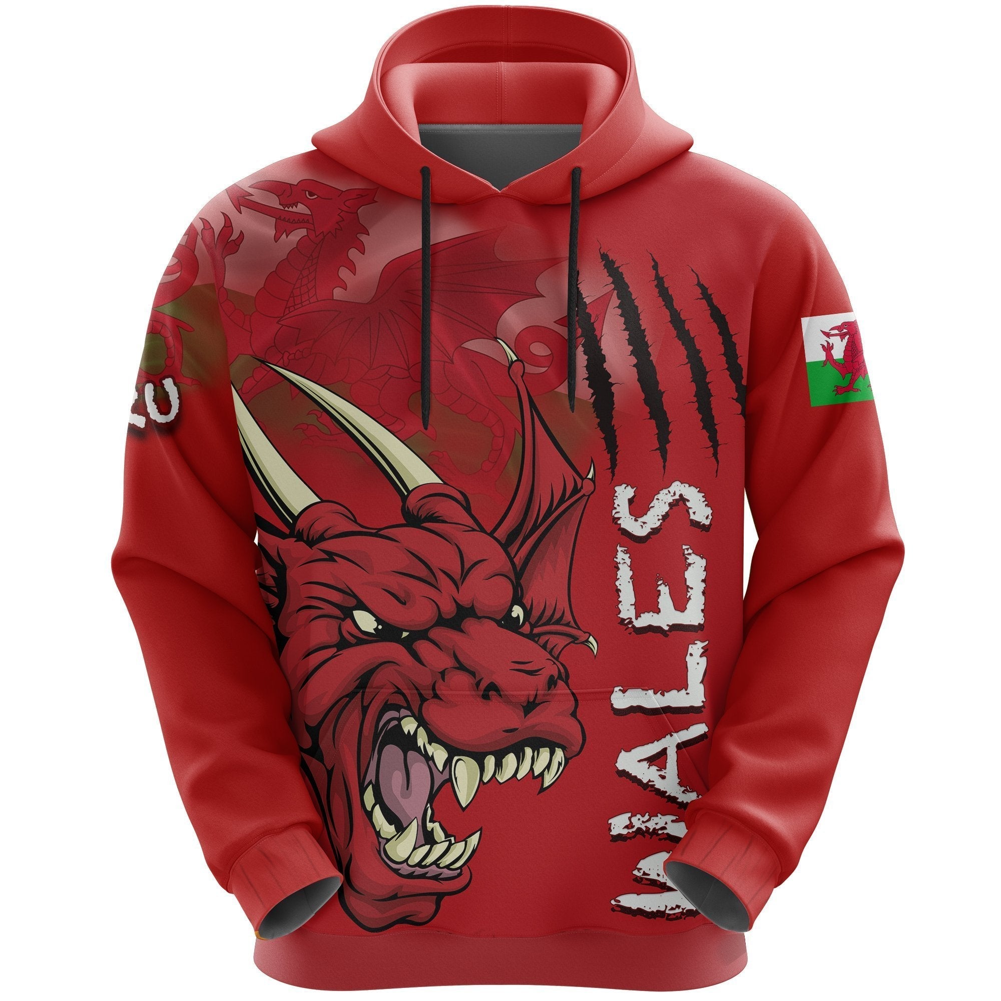Wales Hoodie Cymru Dragon All Over Hoodie Flag - Vibe Hoodie Shop
