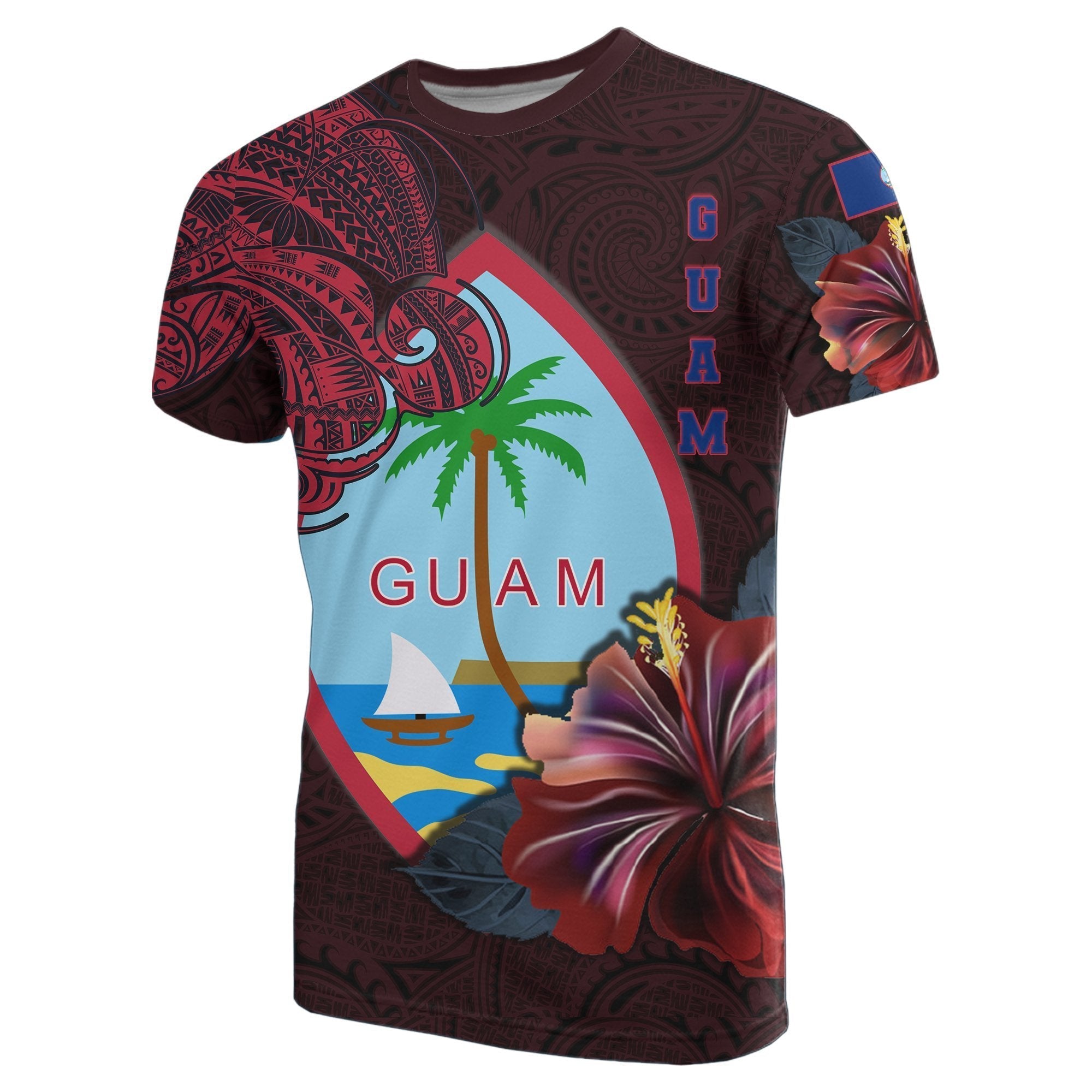 Guam All T shirt - Guam Hibiscus Polynesian - Vibe Hoodie Shop