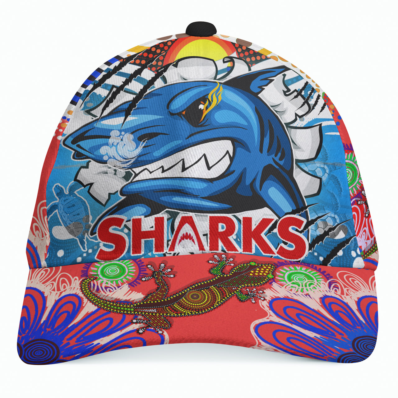 Sharks Aboriginal Custom Rugby Cap - The Indigenous Sharks Scratch Style RLT13 - Vibe Hoodie Shop