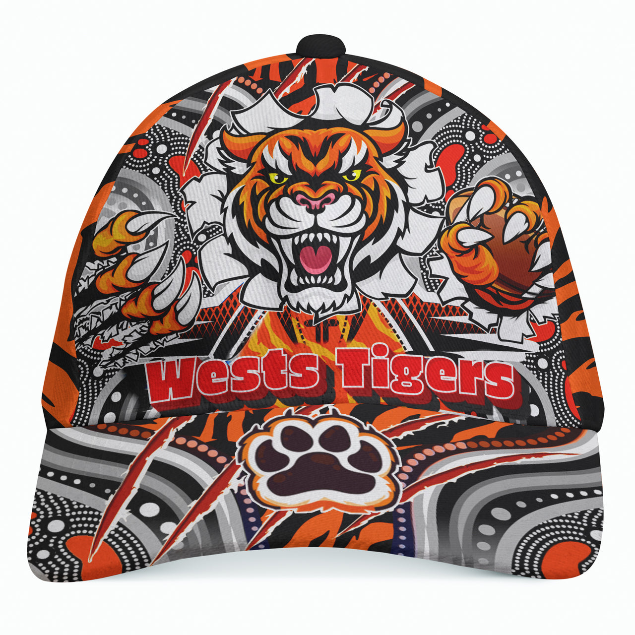 Tigers Rugby Custom Aboriginal Cap - Super Indigenous Tigers Scratch Style RLT13 - Vibe Hoodie Shop