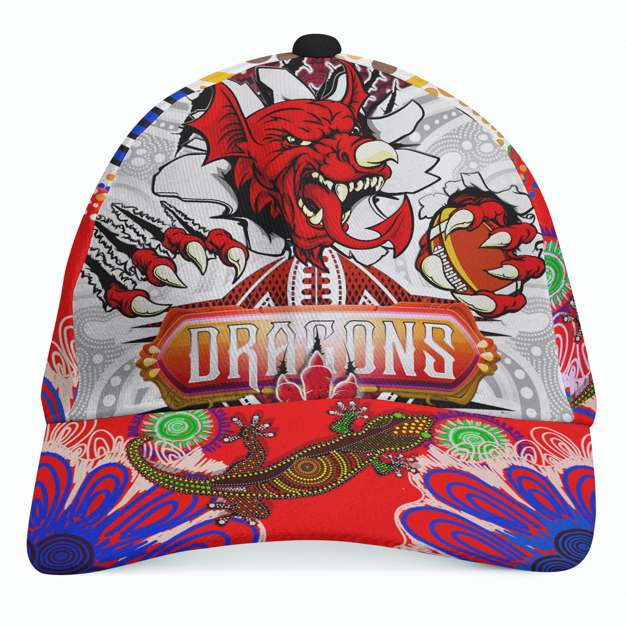 St. George Aboriginal Rugby Cap - Custom Indigenous Super Dragons Scratch Style RLT13 - Vibe Hoodie Shop