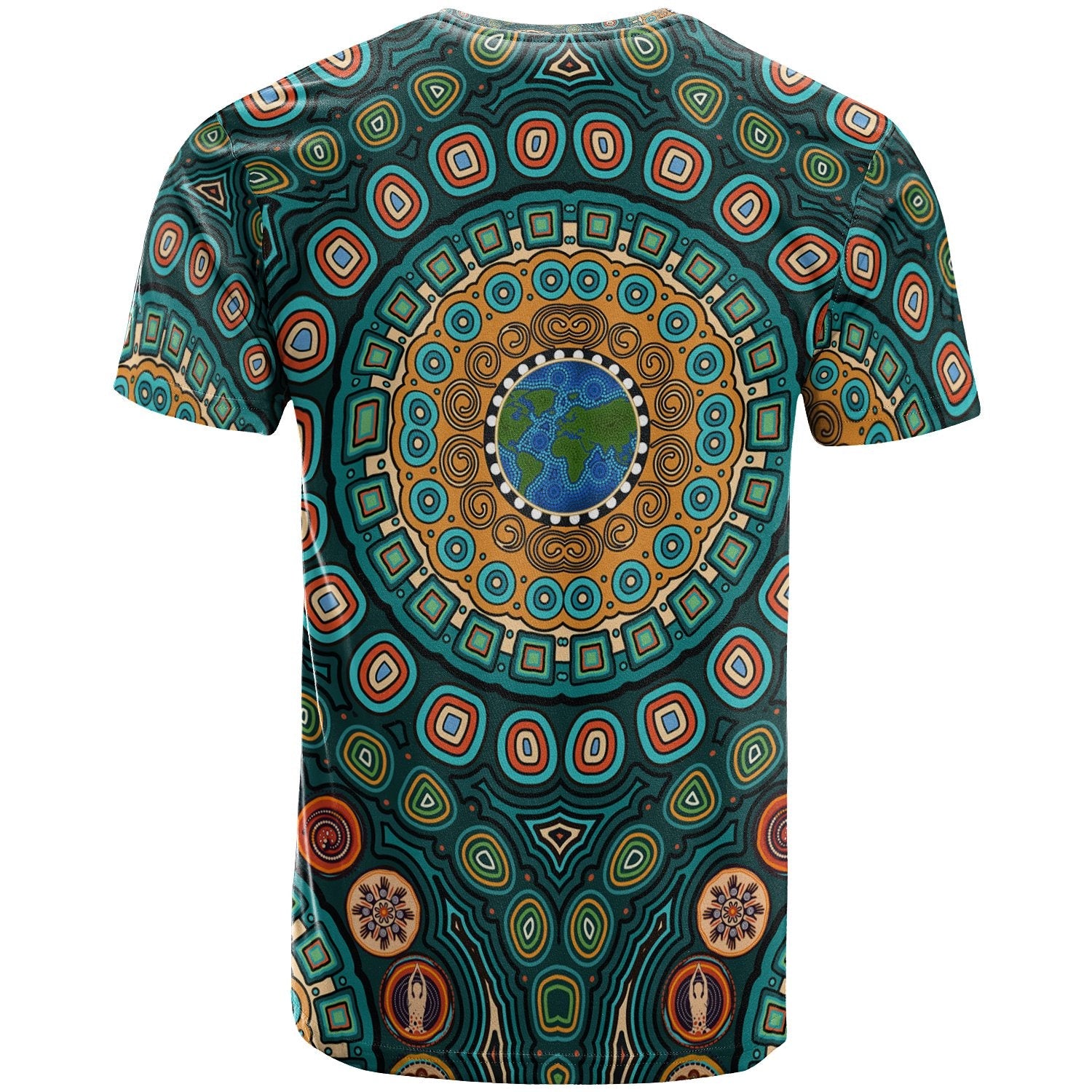 T shirt - Aboriginal Green Dot Painting With Earth - Vibe Hoodie Shop