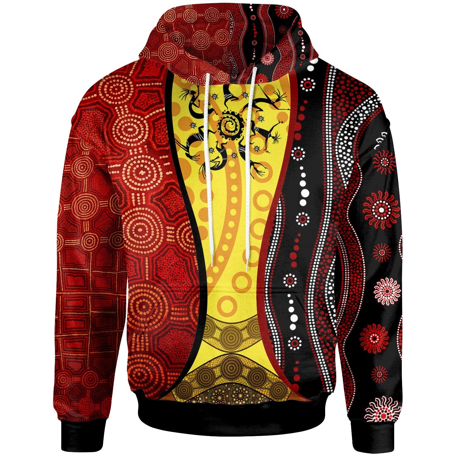 Aboriginal Hoodie, Koori Dot Acrylic Paint and Dreamtime, Dance - Vibe Hoodie Shop