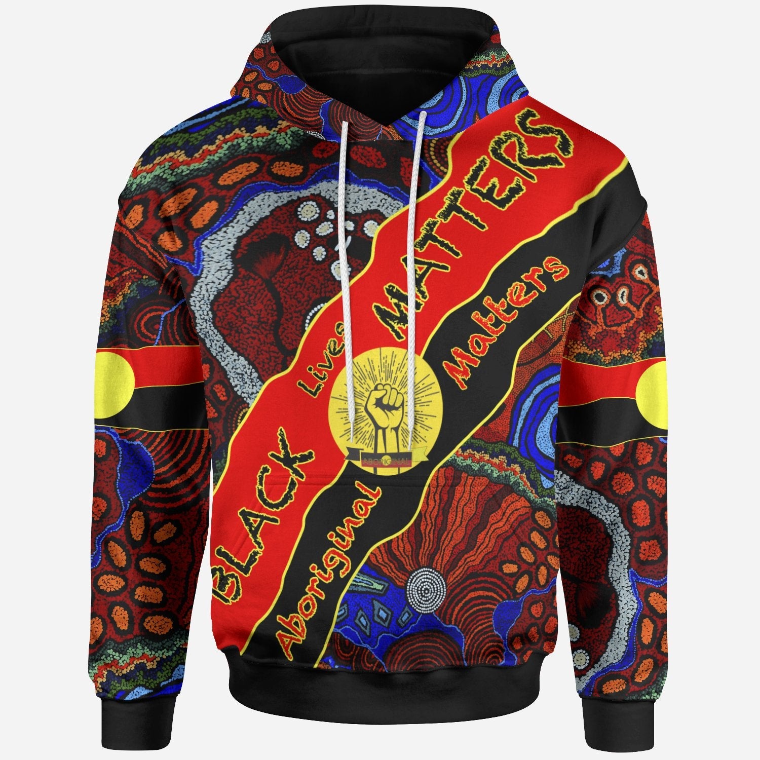 Hoodie - Black Live Matter and Aboriginal Pattern - Unisex - Vibe Hoodie Shop