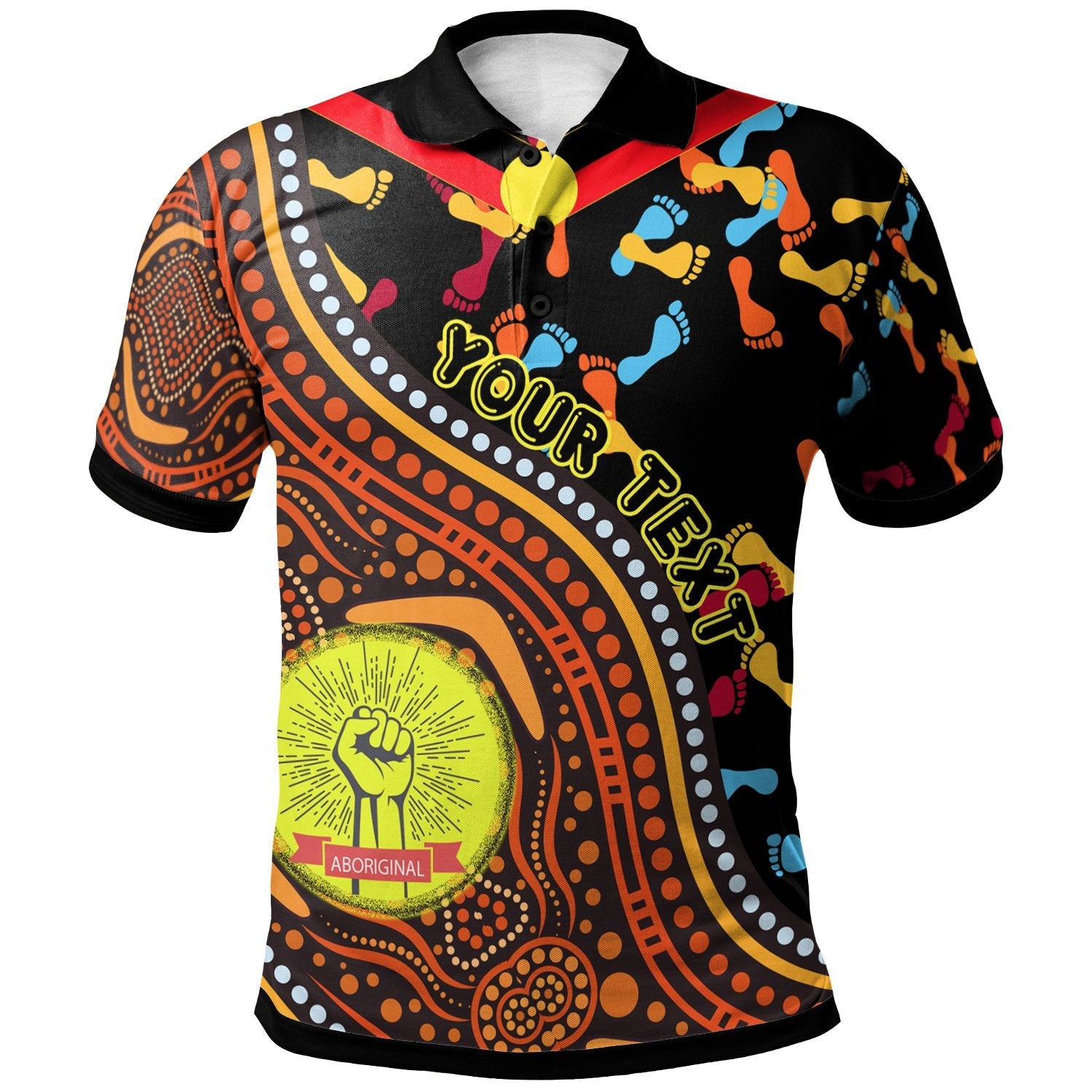 (Custom Text) Polo Shirt - Aboriginal Style and Flag, Black Live Matter - Vibe Hoodie Shop