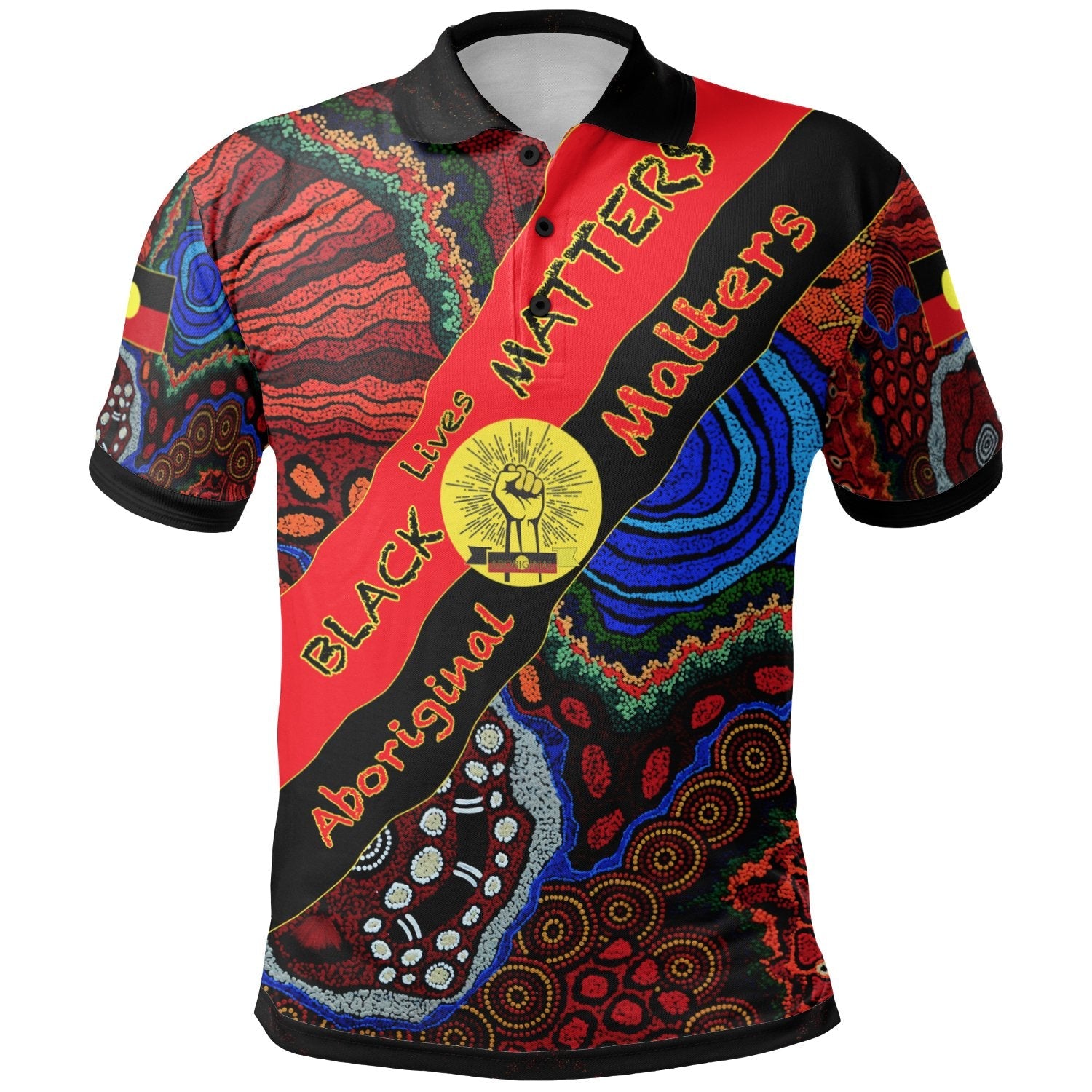 Polo Shirt, Black Live Matter and Aboriginal Patterns - Vibe Hoodie Shop