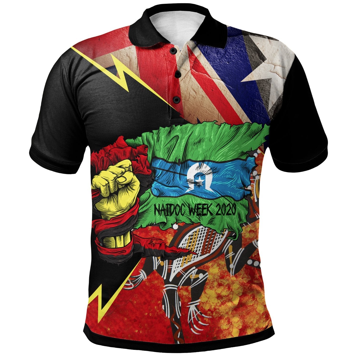 Polo Shirt, Aboriginal Crocodile and Flag NAIDOC - Vibe Hoodie Shop