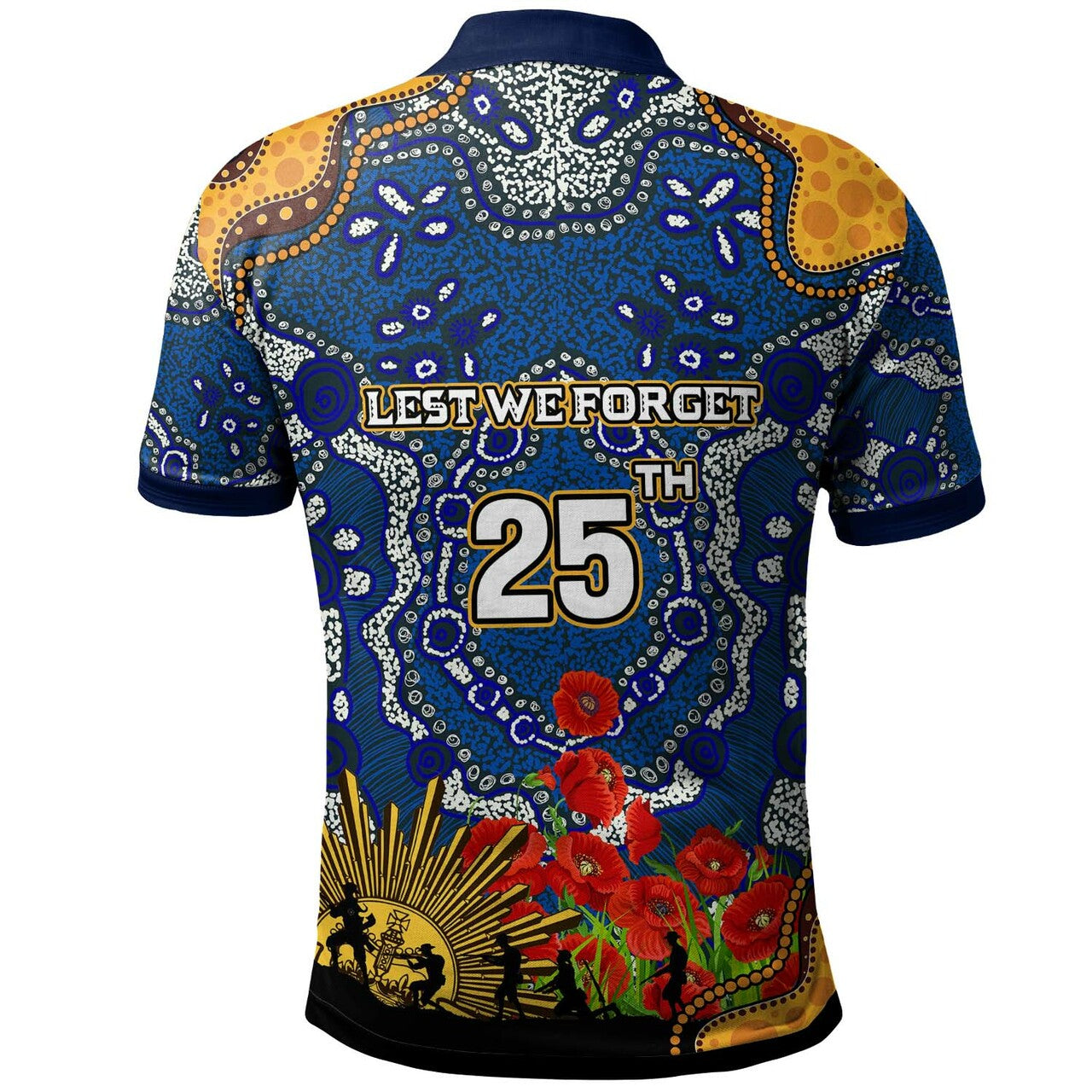 Western Force Rugby Polo Shirt - ANZAC Day Western Force with Aboriginal Poppy Flower Polo Shirt LT10 - Vibe Hoodie Shop