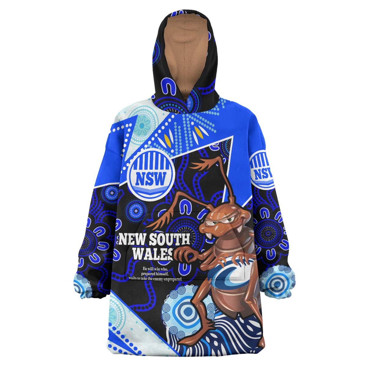 New South Wales Rugby League Team Snug Hoodie - Custom New South Wales Blues Cockroaches Rugby Ball State Of Origin Wearable Blanket Hoodie RLT14 - Vibe Hoodie Shop