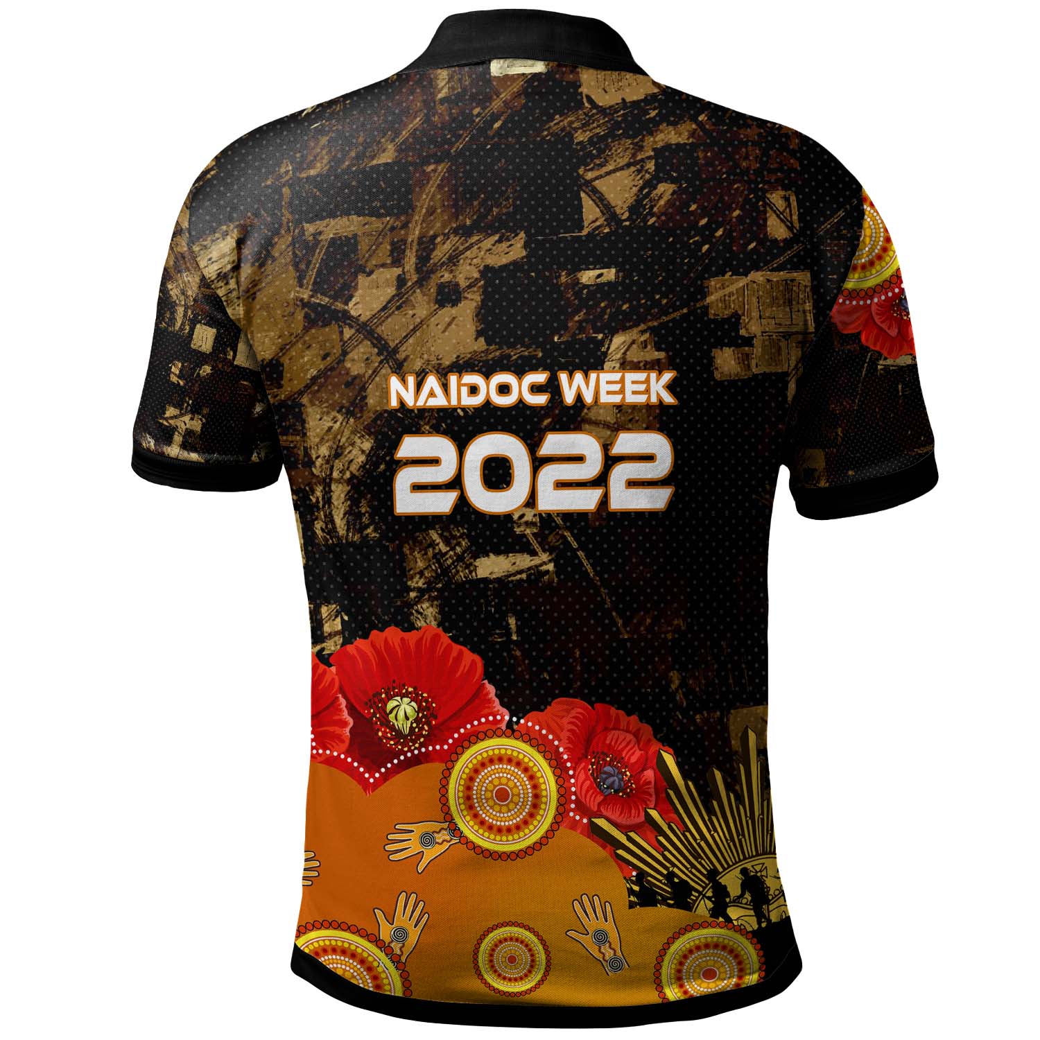 Australia Anzac Day and NAIDOC Week 2023 Polo Shirt - Poppy Flower with Aboriginal Inspired Style and Turtle Indigenous Polo Shirt - Vibe Hoodie Shop