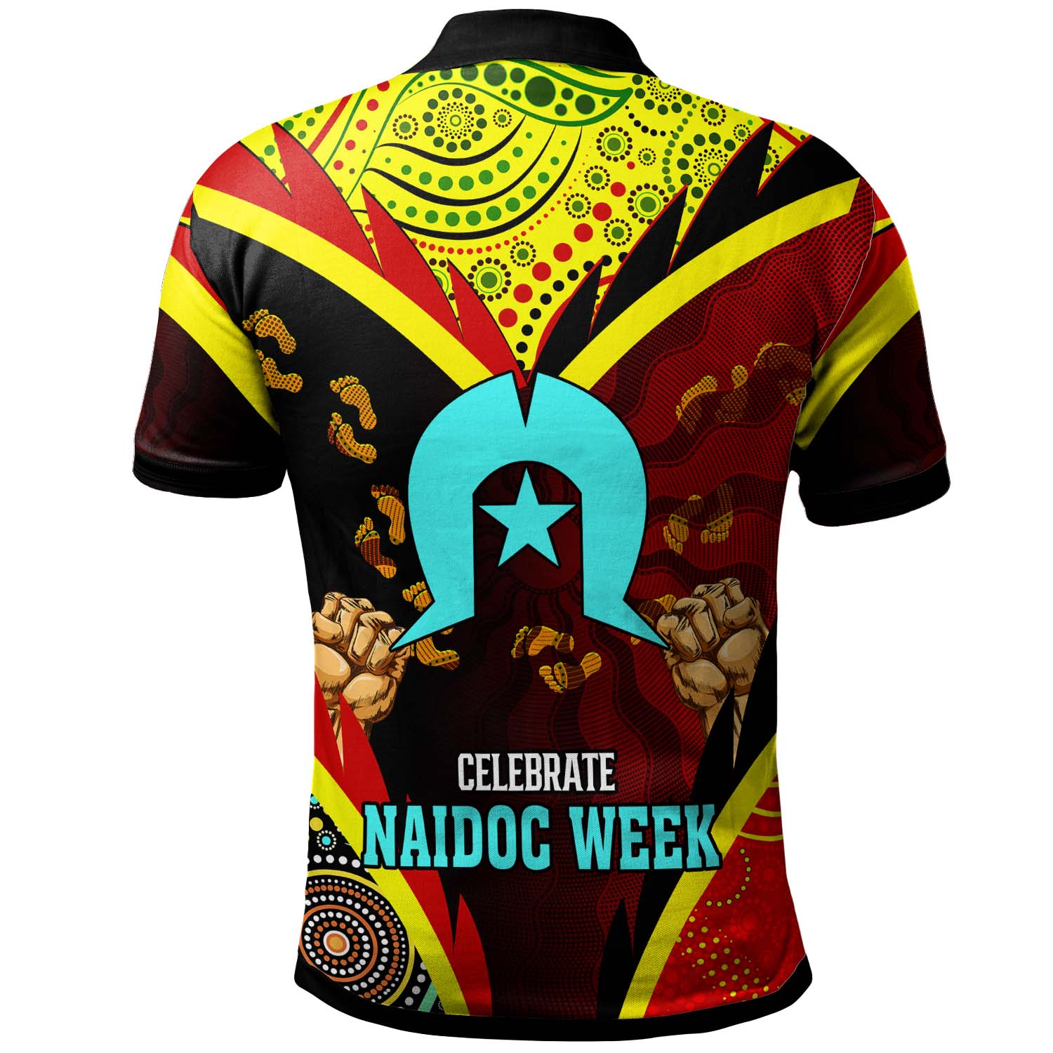 Australia NAIDOC Week 2023 Polo Shirt - Custom Naidoc with Torres Strait Island Aboriginal Inspired FootPrint "Get up!, Stand up! Show up!" Polo Shirt - Vibe Hoodie Shop