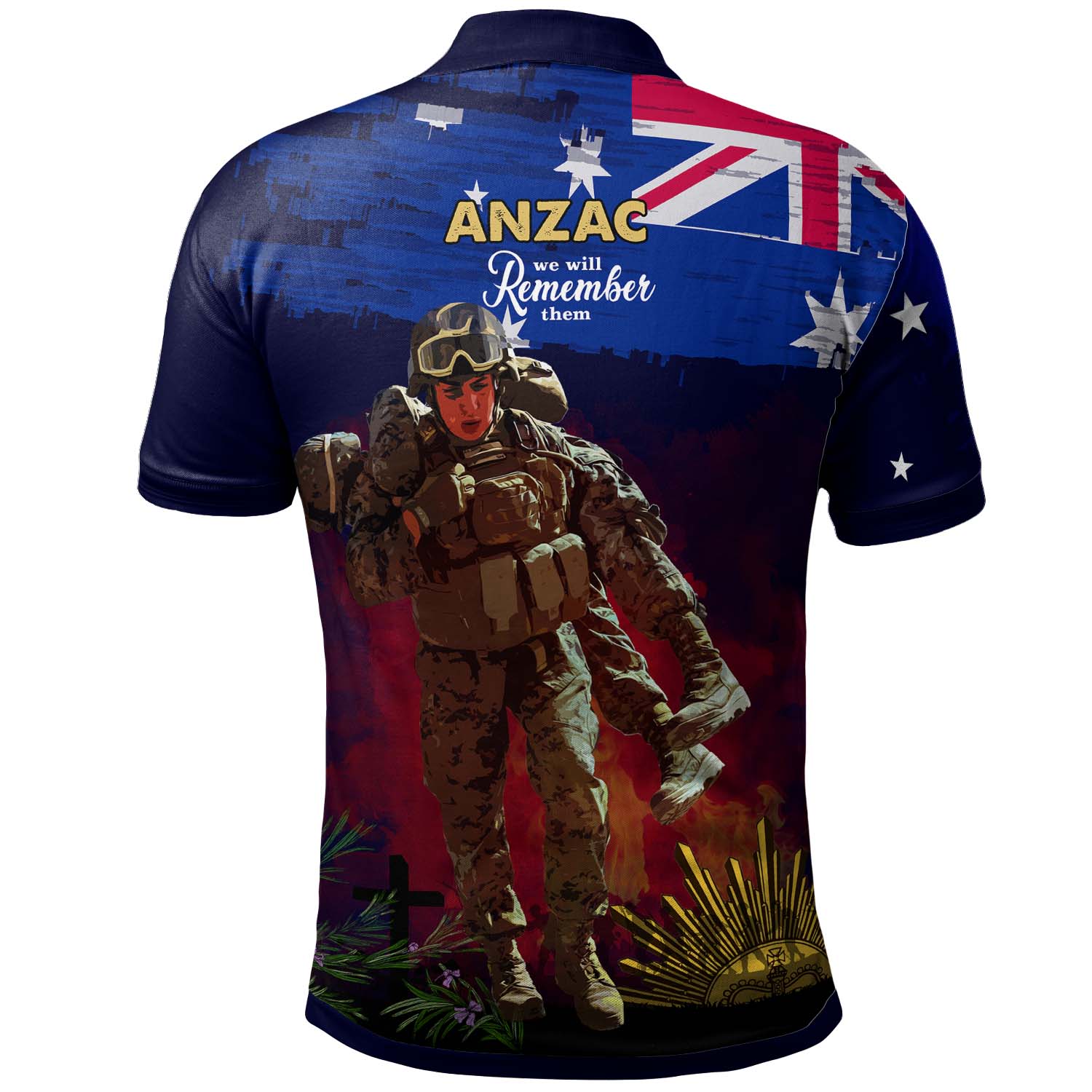 Australia Anzac Day Polo Shirt - Custom Lest We Forget Rosemary Soldier Anzac Spirit Polo Shirt - Vibe Hoodie Shop