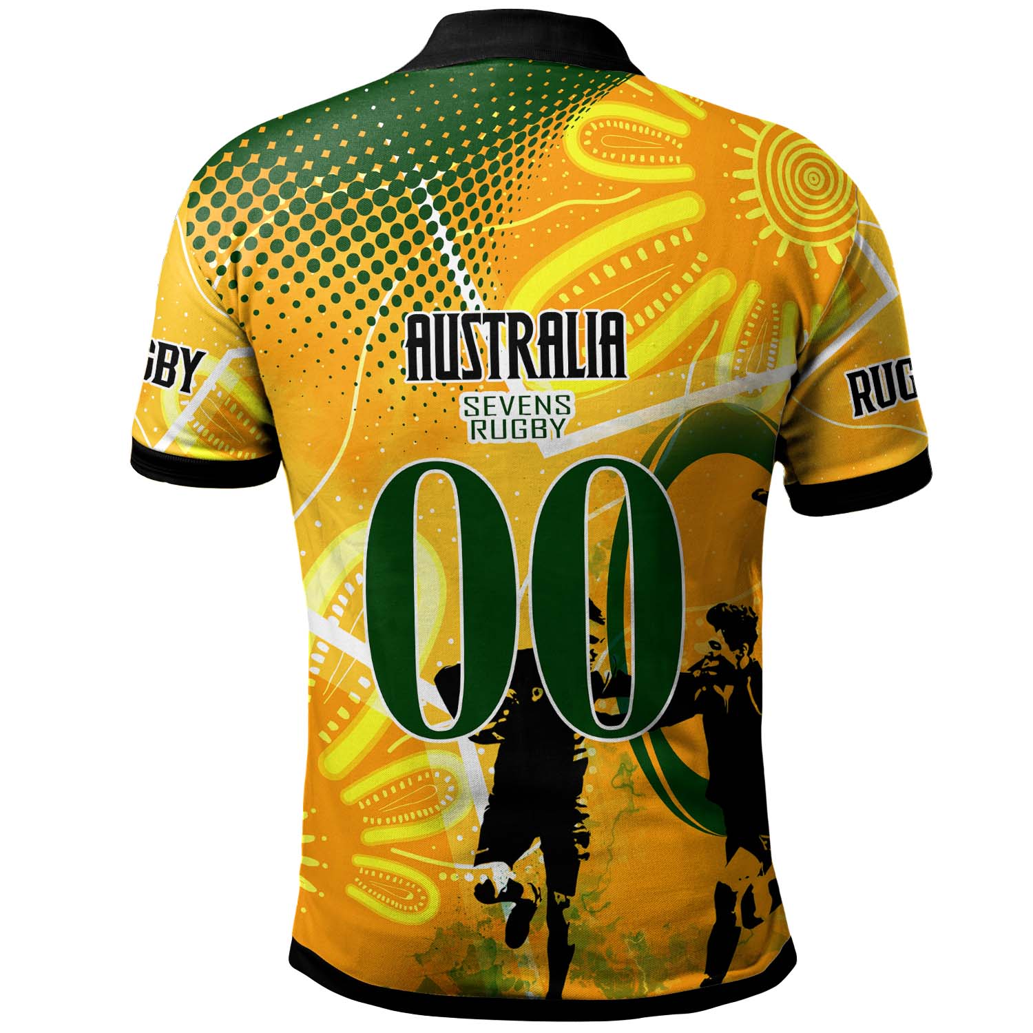 Australia National Rugby Sevens Team Polo Shirt - Custom Autralia 7s Team Rugby Championship with Aboriginal Player And Number Polo Shirt - Vibe Hoodie Shop