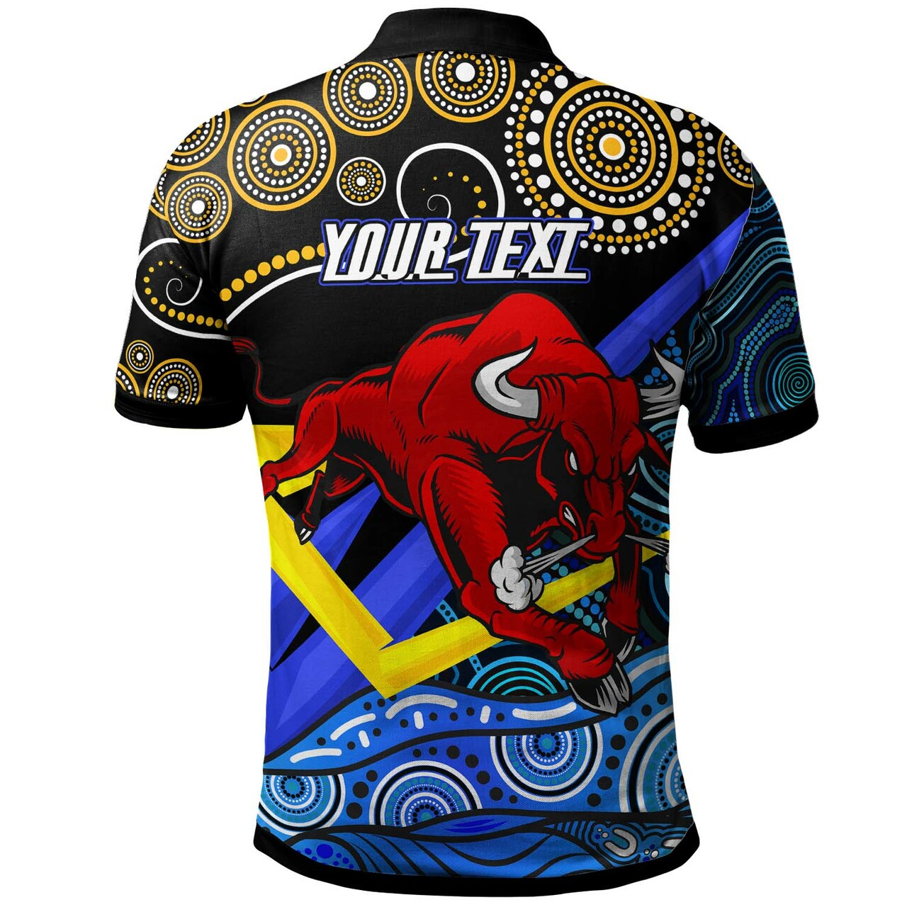 Cowboys Rugby Polo Shirt - Custom Queensland Cowboys with Aboriginal Dot Painting Style RLT12 - Vibe Hoodie Shop