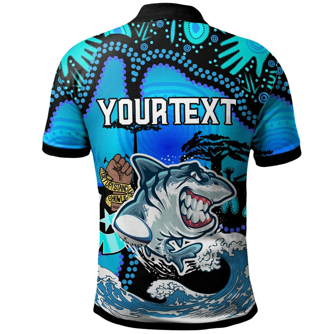 Sharks Rugby Polo Shirt - Custom NAIDOC Sharks No Rules Zone Rugby Ball Torres Strait with Aboriginal Culture RLT12 - Vibe Hoodie Shop