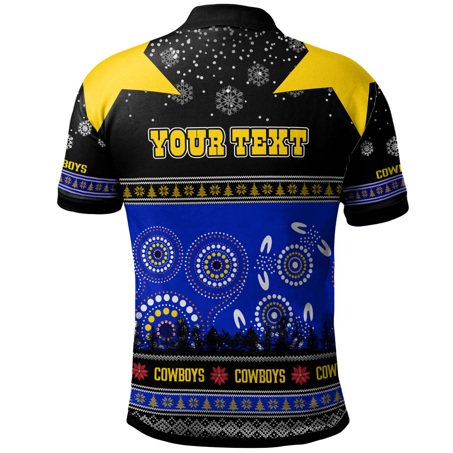 Cowboys Rugby Christmas Polo Shirt - Custom Cowboys Ugly Christmas And Aboriginal Patterns Polo Shirt - Vibe Hoodie Shop