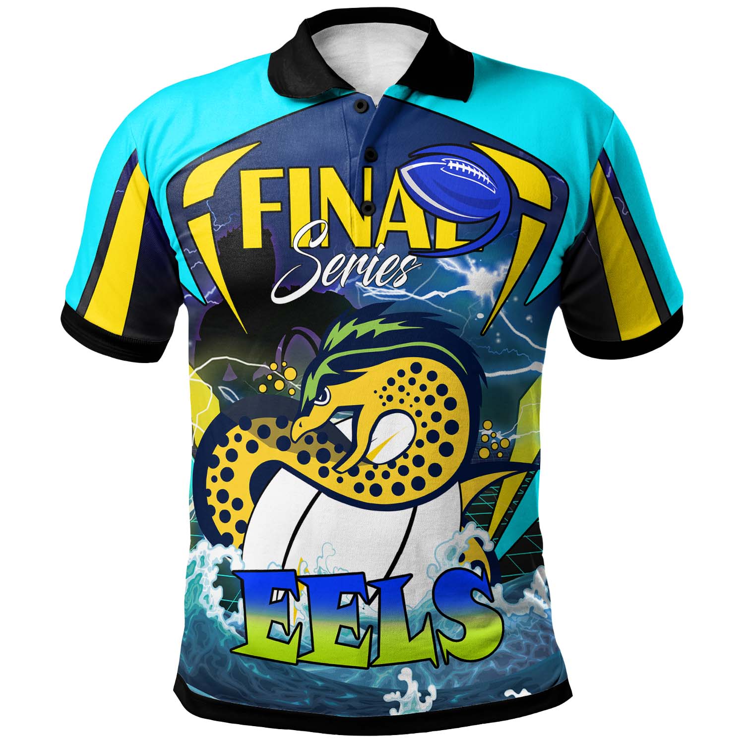 Eels Rugby Polo Shirt - Custom Final Series Champions Eels Rugby League Player And Number Polo Shirt - Vibe Hoodie Shop