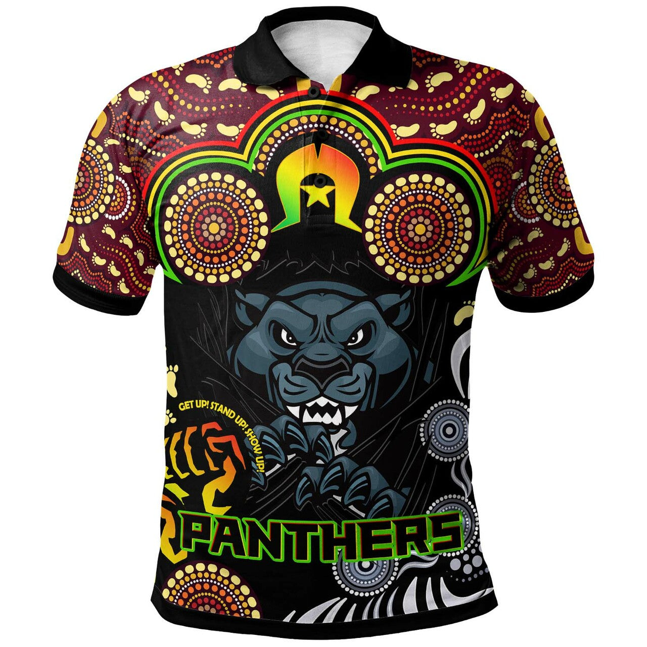 Custom NAIDOC Panthers Indigenous and Torres Strait Aboriginal Style Polo Shirt RLT12 - Vibe Hoodie Shop