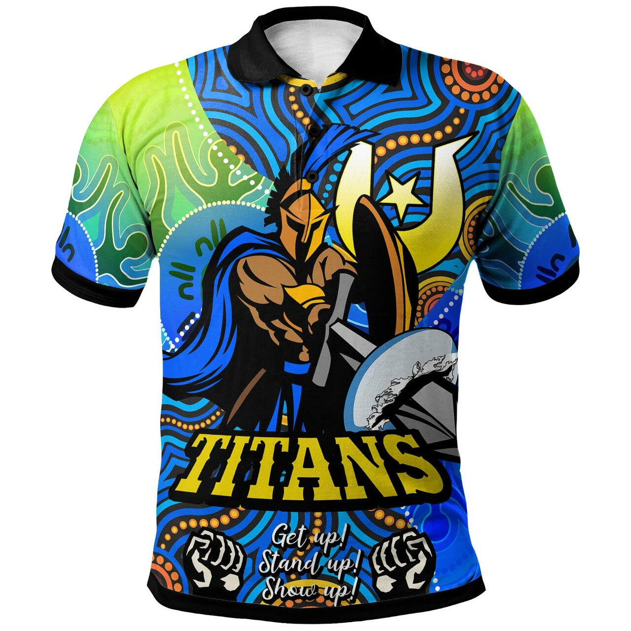 Custom Titans Rugby NAIDOC Week and Torres Strait Islands with Aboriginal Dot Painting Style Polo Shirt RLT12 - Vibe Hoodie Shop