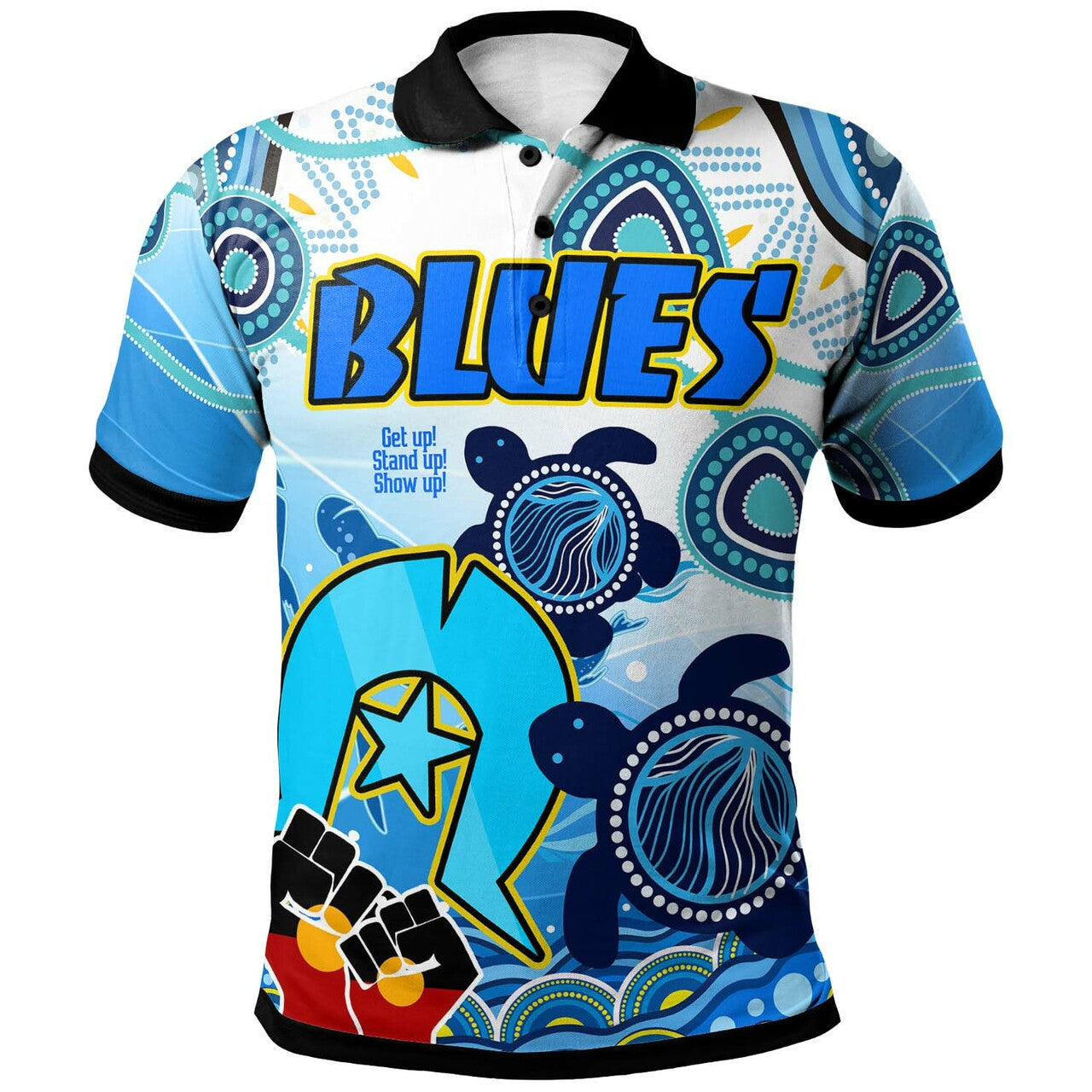 Blues Rugby Custom NAIDOC Week Blues with Aboriginal Culture and Torres Strait Polo Shirt RLT12 - Vibe Hoodie Shop