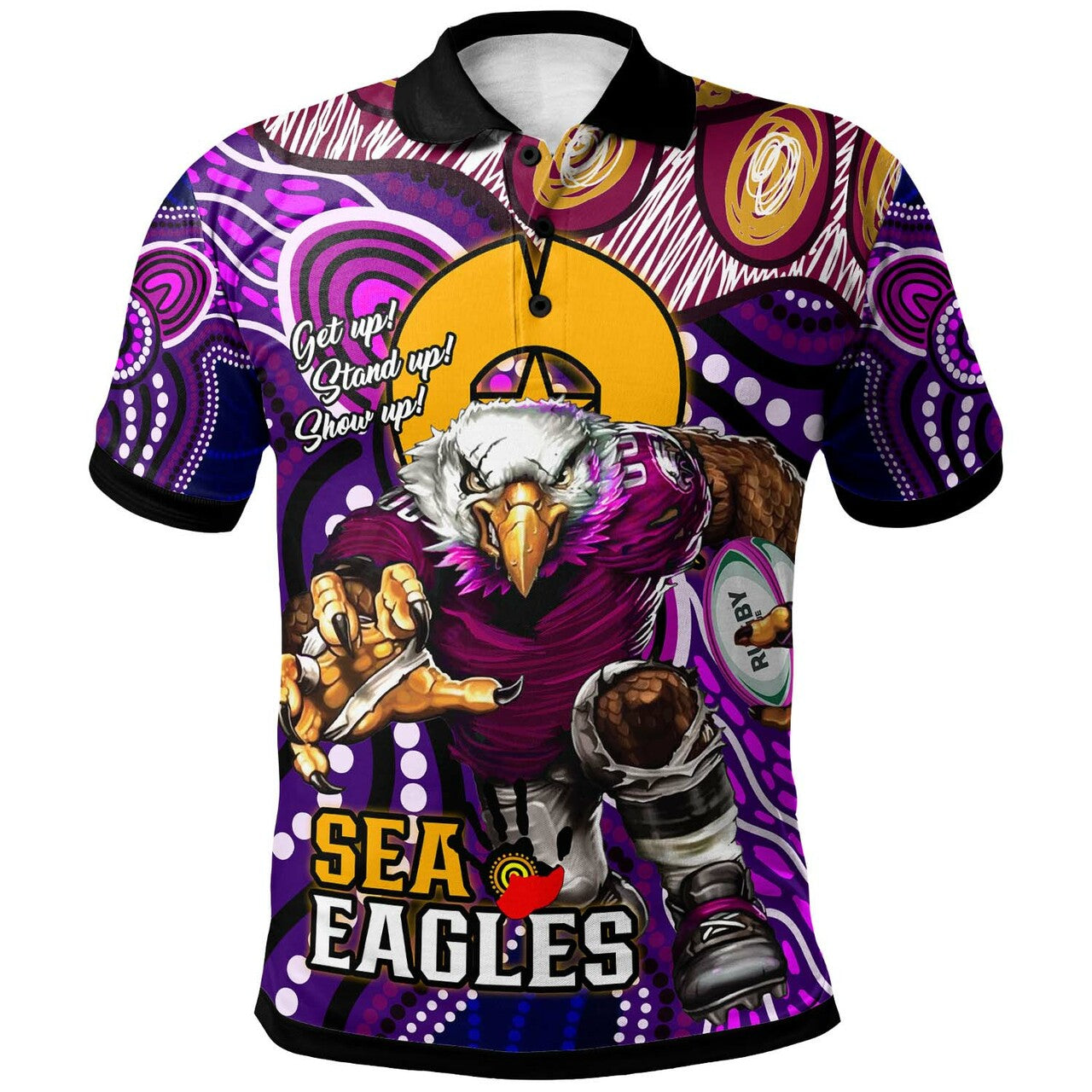 Custom Sea Eagles NAIDOC Week and Torres Strait Islands with Aboriginal Dot Painting Style Polo Shirt RLT12 - Vibe Hoodie Shop