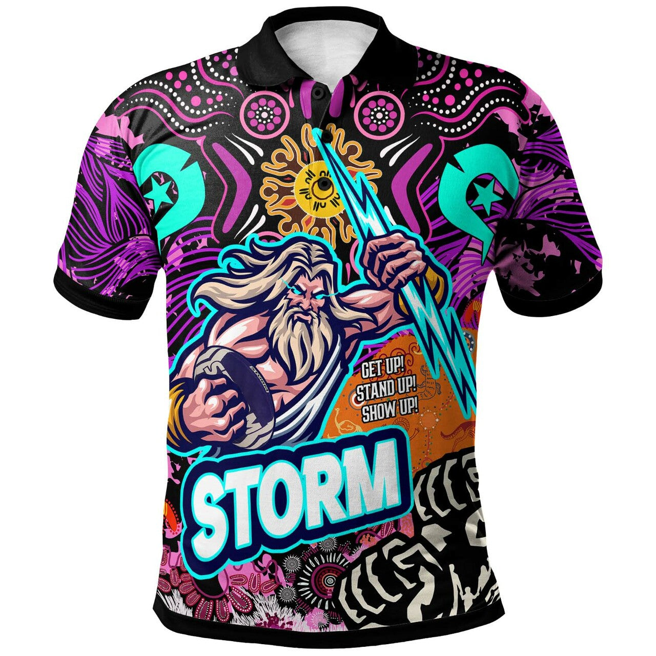 Storm Rugby NAIDOC Polo Shirt - Custom Storm Thunder Indigenous with Torres Strait Islanders Aboriginal Culture RLT12 - Vibe Hoodie Shop