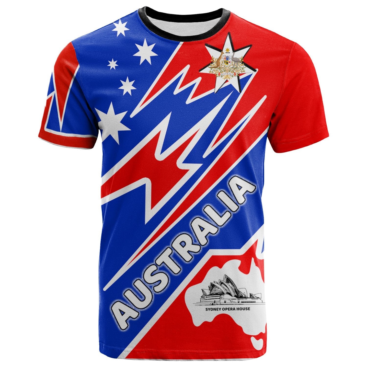 (Custom) T shirt - Australia Flag Color And Coat Of Arm - Vibe Hoodie Shop