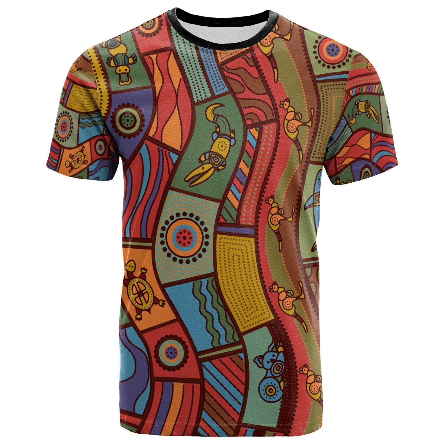 T shirt - Aboriginal Art With Animals - Vibe Hoodie Shop