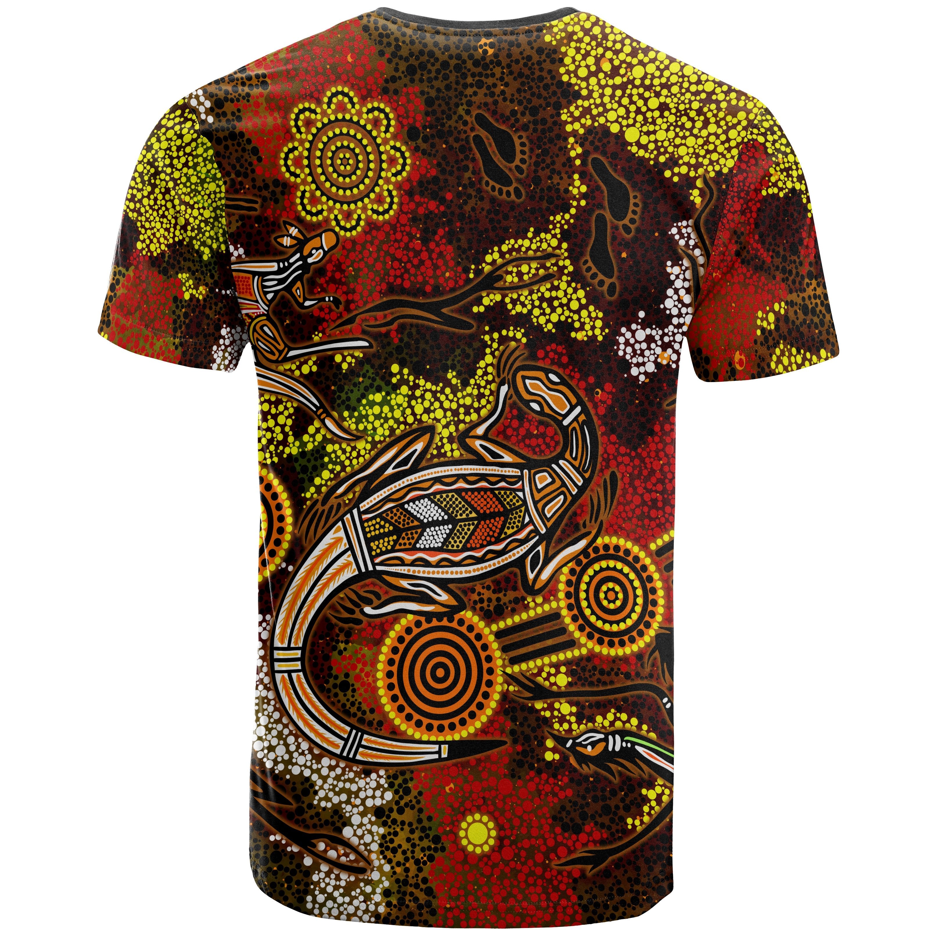 Custom Aboriginal T shirts, Kangaroo and Lizard Dot Painting Art - Vibe Hoodie Shop