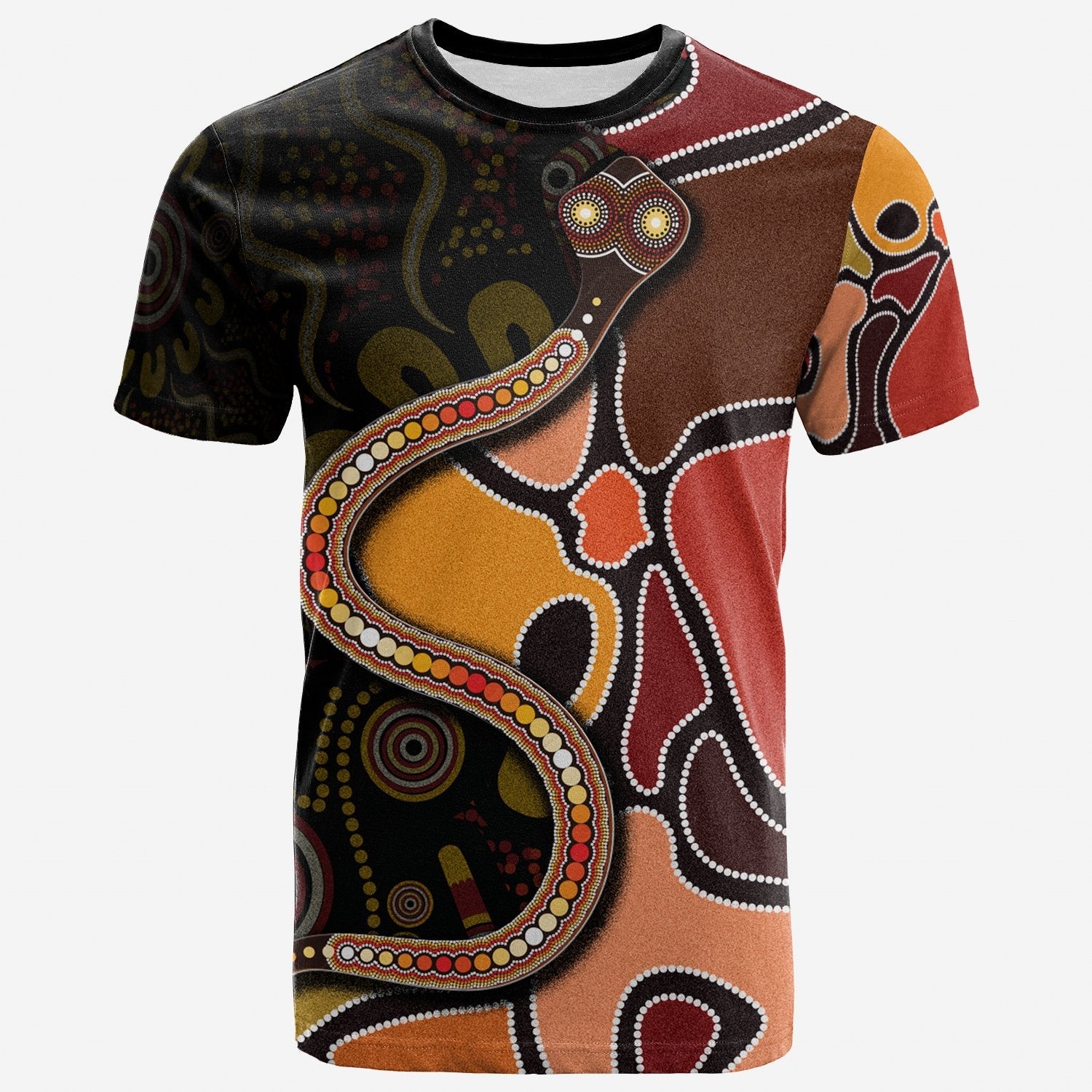 T shirts - Aboriginal Snake With Dot Painting - Vibe Hoodie Shop