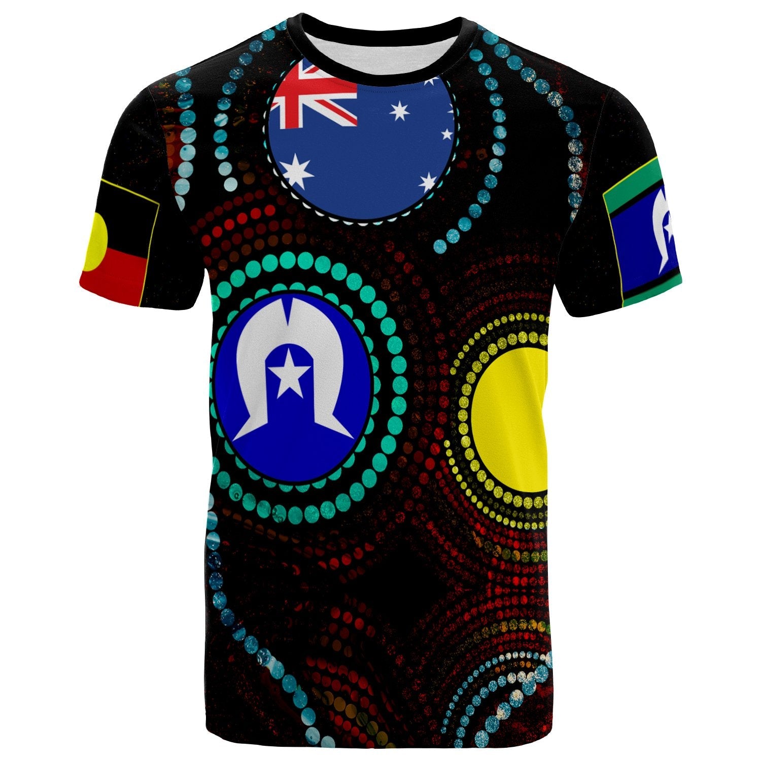 Aboriginal T shirt - Aboriginal Dot Patterns and Flag - Vibe Hoodie Shop