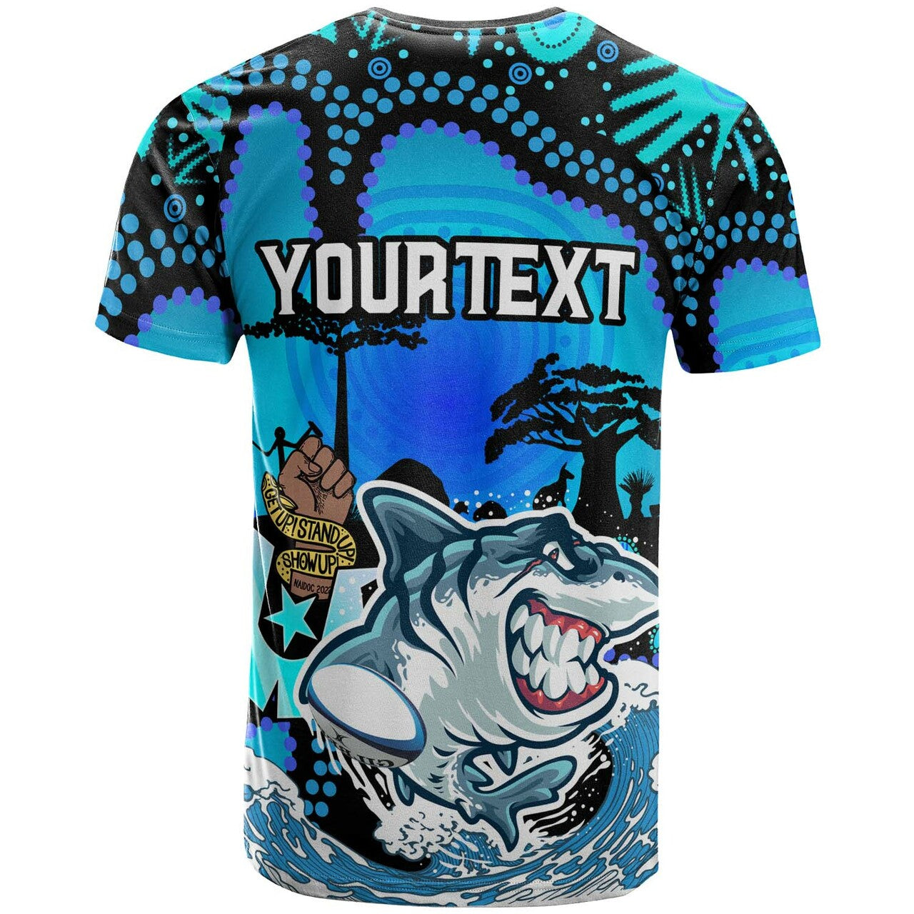 Sharks Rugby T shirt - Custom NAIDOC Sharks No Rules Zone Rugby Ball Torres Strait with Aboriginal Culture RLT12 - Vibe Hoodie Shop