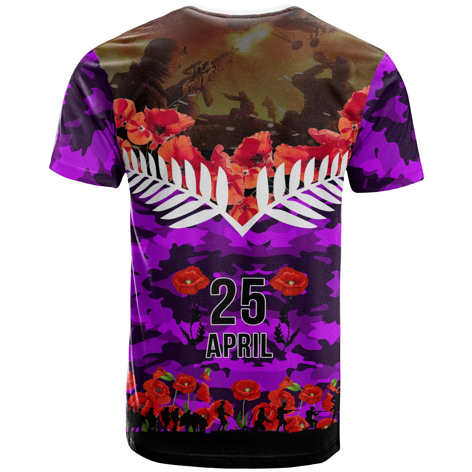 Anzac New Zealand T-shirt - Lest We Forget Anzac Day New Zealand with Poppy Flower T-shirt - Vibe Hoodie Shop
